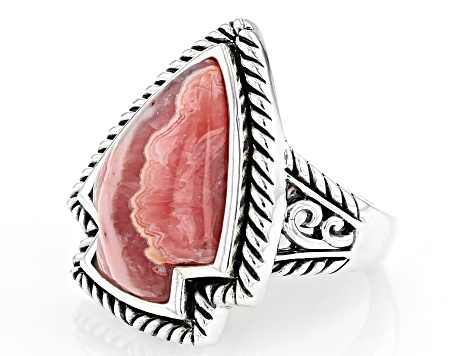 Pre-Owned Rhodochrosite Rhodium Over Silver Ring 20x15mm