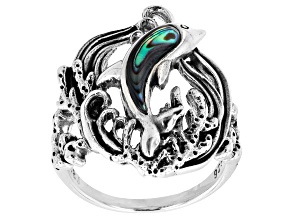 Pre-Owned  Abalone Shell Sterling Silver Dolphin Ring