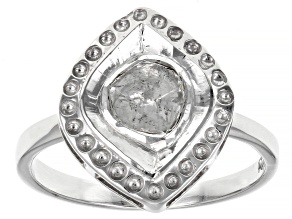 Pre-Owned Polki Diamond Foil-Backed Sterling Silver Ring