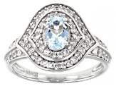 Pre-Owned Blue Aquamarine Rhodium Over Sterling Silver Ring 1.27ctw