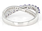 Pre-Owned Blue Tanzanite Rhodium Over Sterling Silver Band Ring 0.93ctw