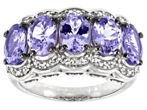 Pre-Owned Blue Tanzanite  Rhodium Over Sterling Silver Ring 3.46ctw