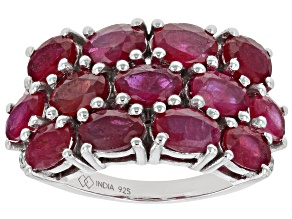 Pre-Owned Red Mahaleo(R) Ruby Rhodium Over Sterling Silver Ring 8.75ctw
