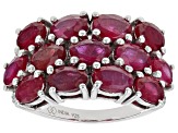 Pre-Owned Red Mahaleo(R) Ruby Rhodium Over Sterling Silver Ring 8.75ctw