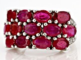 Pre-Owned Red Mahaleo(R) Ruby Rhodium Over Sterling Silver Ring 8.75ctw