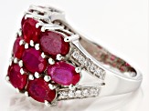 Pre-Owned Red Mahaleo(R) Ruby Rhodium Over Sterling Silver Ring 8.75ctw