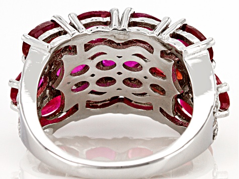 Pre-Owned Red Mahaleo(R) Ruby Rhodium Over Sterling Silver Ring 8.75ctw