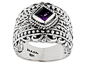 Pre-Owned Purple African Amethyst Silver Ring .48ct