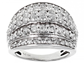 Pre-Owned White Diamond 10k White Gold Multi-Row Wide Band Ring 2.45ctw