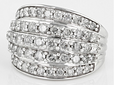 Pre-Owned White Diamond 10k White Gold Multi-Row Wide Band Ring 2.45ctw
