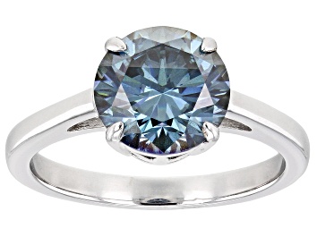 Picture of Pre-Owned Blue moissanite platineve solitaire  ring 2.70ct DEW