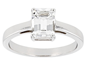 Pre-Owned White Topaz Rhodium Over Sterling Silver April Birthstone Ring 1.70ct