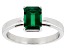 Pre-Owned Green Lab Created Emerald Rhodium Over Sterling Silver May Birthstone Ring 1.19ct