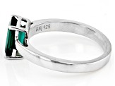 Pre-Owned Green Lab Created Emerald Rhodium Over Sterling Silver May Birthstone Ring 1.19ct