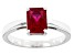 Pre-Owned Red Lab Created Ruby Rhodium Over Sterling Silver July Birthstone Ring 1.45ct