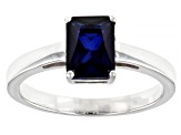 Pre-Owned Blue Lab Created Sapphire Rhodium Over Sterling Silver September Birthstone Ring 1.45ct