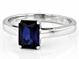 Pre-Owned Blue Lab Created Sapphire Rhodium Over Sterling Silver September Birthstone Ring 1.45ct