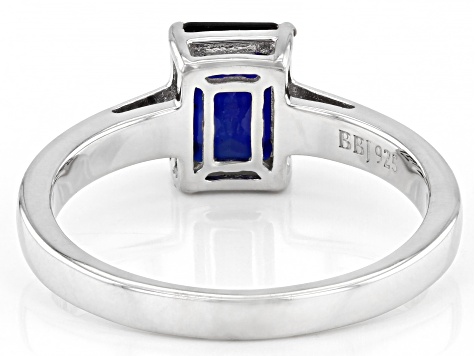 Pre-Owned Blue Lab Created Sapphire Rhodium Over Sterling Silver September Birthstone Ring 1.45ct