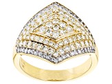 Pre-Owned Natural Yellow And White Diamond 14k Yellow Gold Cluster Ring 1.35ctw