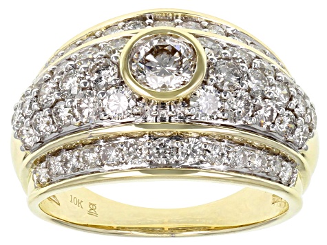Pre-Owned White Diamond 10k Yellow Gold Cluster Ring 2.00ctw