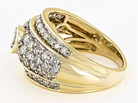 Pre-Owned White Diamond 10k Yellow Gold Cluster Ring 2.00ctw