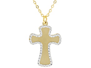 Pre-Owned 10K Yellow Gold with Rhodium Accents Cross Necklace