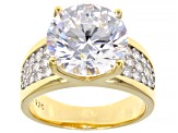 Pre-Owned White Cubic Zirconia Rhodium And 18k Yellow Gold Over Sterling Silver Ring 12.45ctw