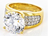 Pre-Owned White Cubic Zirconia Rhodium And 18k Yellow Gold Over Sterling Silver Ring 12.45ctw
