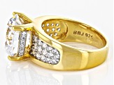 Pre-Owned White Cubic Zirconia Rhodium And 18k Yellow Gold Over Sterling Silver Ring 12.45ctw