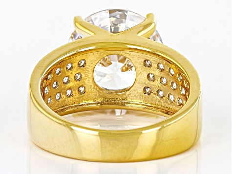 Pre-Owned White Cubic Zirconia Rhodium And 18k Yellow Gold Over Sterling Silver Ring 12.45ctw