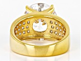 Pre-Owned White Cubic Zirconia Rhodium And 18k Yellow Gold Over Sterling Silver Ring 12.45ctw