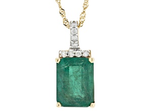 Pre-Owned Green Zambian Emerald 14k Yellow Gold Pendant With Chain 2.23ctw