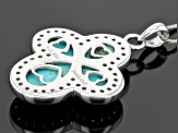 Pre-Owned Blue Turquoise Sterling Silver Cross Pendant With Chain .84ctw