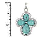 Pre-Owned Blue Turquoise Sterling Silver Cross Pendant With Chain .84ctw