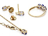 Pre-Owned Blue Tanzanite 10K Yellow Gold Ring, Earrings and Pendant Jewelry Set 2.68ctw