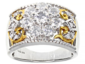 Pre-Owned Moissanite Platineve And 14k Yellow Gold Over Platineve Ring 1.57ctw D.E.W