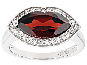 Pre-Owned Red Vermelho Garnet(TM) Rhodium Over Sterling Silver Lips Ring 2.76ctw
