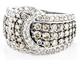 Pre-Owned Champagne And White Diamond 10k White Gold Wide Band Ring 2.00ctw