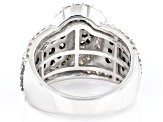 Pre-Owned Champagne And White Diamond 10k White Gold Wide Band Ring 2.00ctw