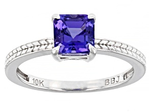 Pre-Owned Blue Tanzanite Rhodium Over 10K White Gold Solitaire Ring 1.00ct