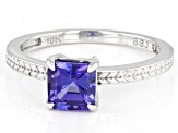 Pre-Owned Blue Tanzanite Rhodium Over 10K White Gold Solitaire Ring 1.00ct