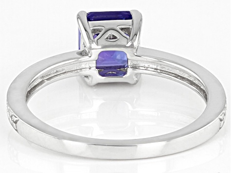 Pre-Owned Blue Tanzanite Rhodium Over 10K White Gold Solitaire Ring 1.00ct