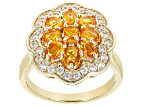 Pre-Owned Orange Fire Opal 18K Yellow Gold Over Sterling Silver Ring 1.28ctw