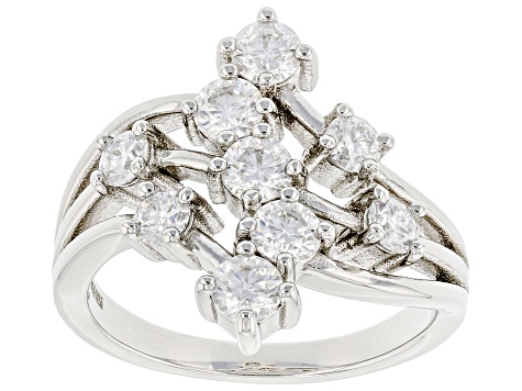 Pre-Owned Moissanite platineve cluster ring 1.20ctw DEW