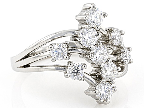 Pre-Owned Moissanite platineve cluster ring 1.20ctw DEW