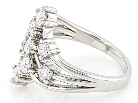 Pre-Owned Moissanite platineve cluster ring 1.20ctw DEW
