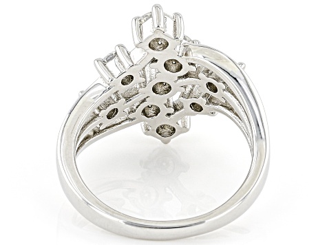 Pre-Owned Moissanite platineve cluster ring 1.20ctw DEW
