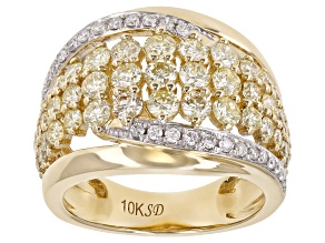 Pre-Owned Natural Yellow And White Diamond 10K Yellow Gold Wide Band Ring 1.75ctw