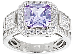 Pre-Owned Purple and White Cubic Zirconia Rhodium Over Silver Ring (2.87ctw DEW)