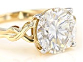 Pre-Owned Moissanite 14k yellow gold ring 3.60ct DEW.
